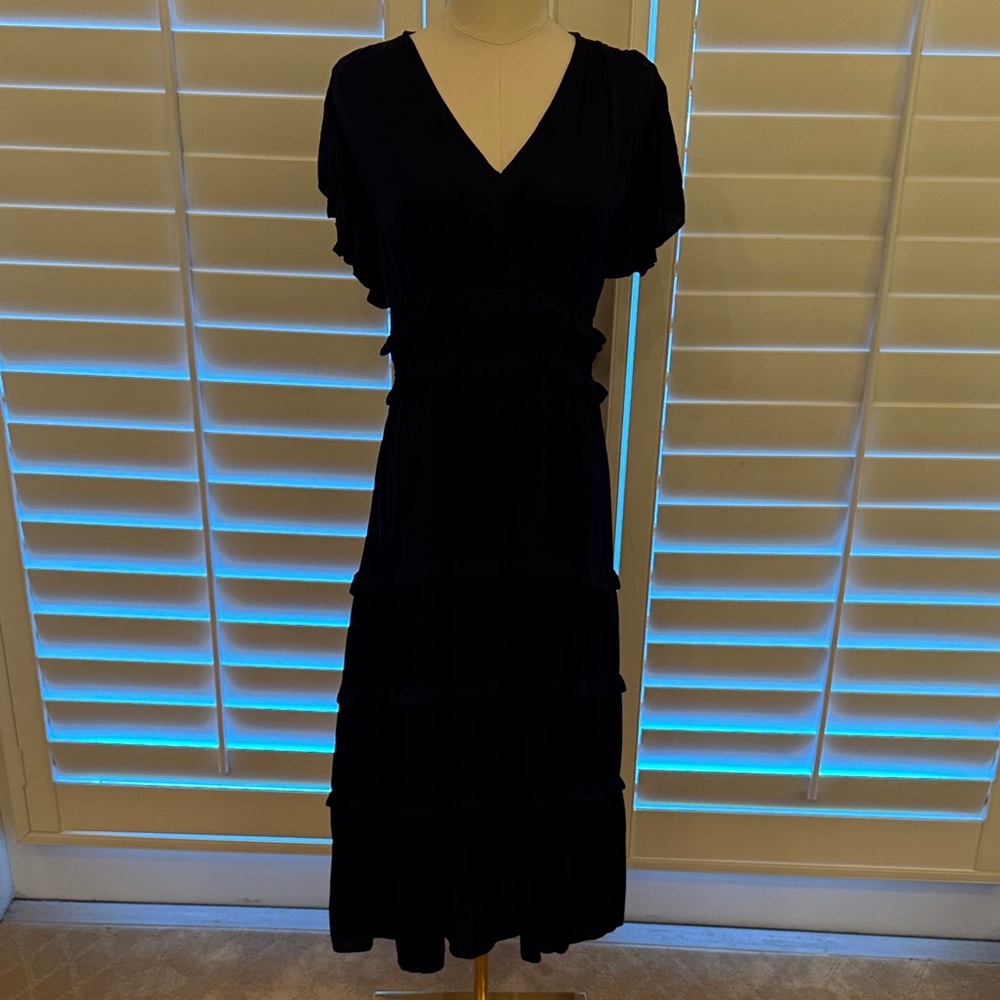 Pinch Navy Midi Dress with V-Neck